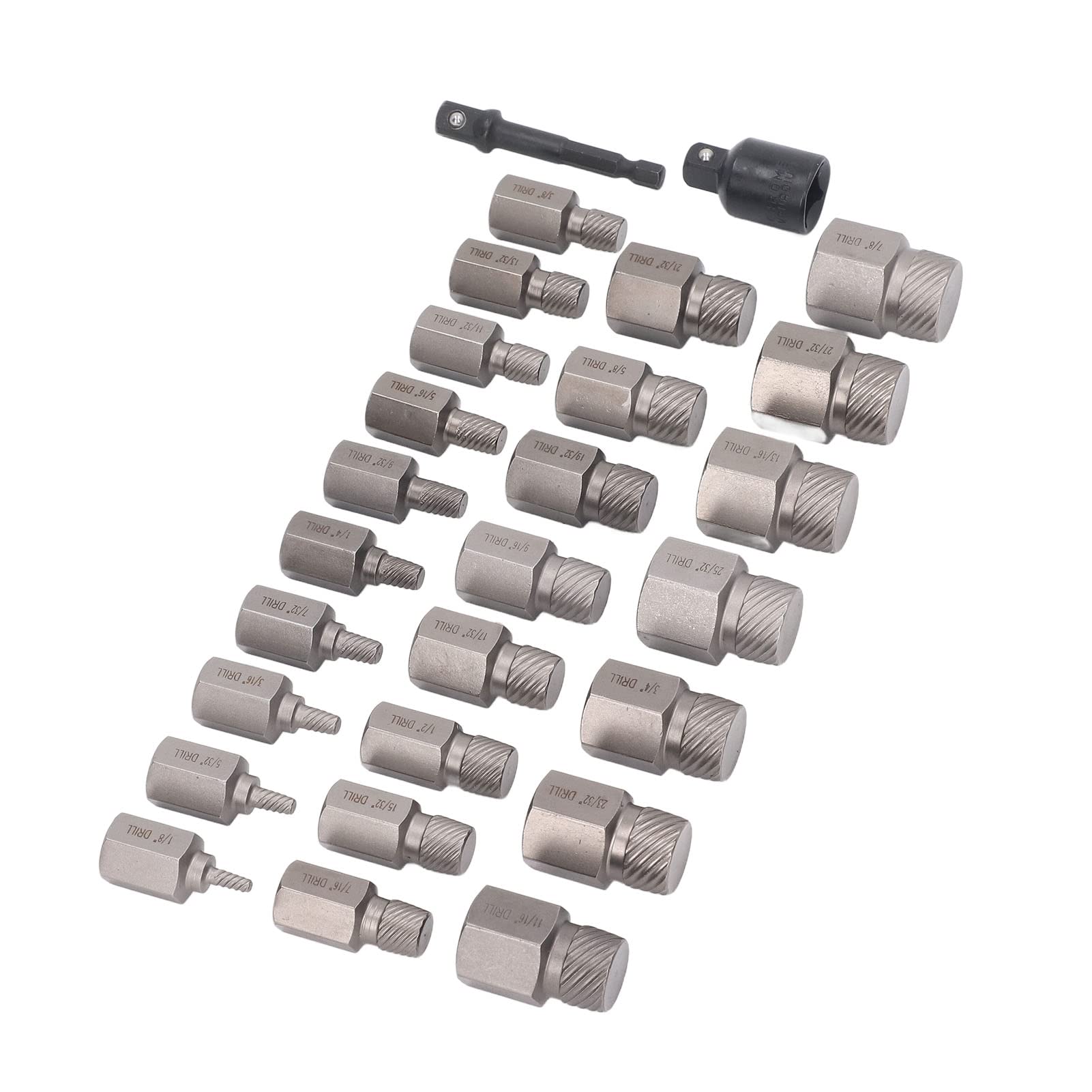 Set di Estrattori per Viti 27 Pezzi Kit di Rimozione Viti Rotte Esagonali, Estrattore di Bulloni in Acciaio Al Cromo Molibdeno per Riparazioni, Manutenzione, Rimozione di Prigionieri,