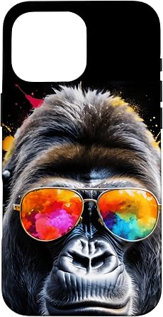 iPhone 16 Pro Max Gorilla Sunglasses Monkey Colorful Animal Art Print Graphic Case