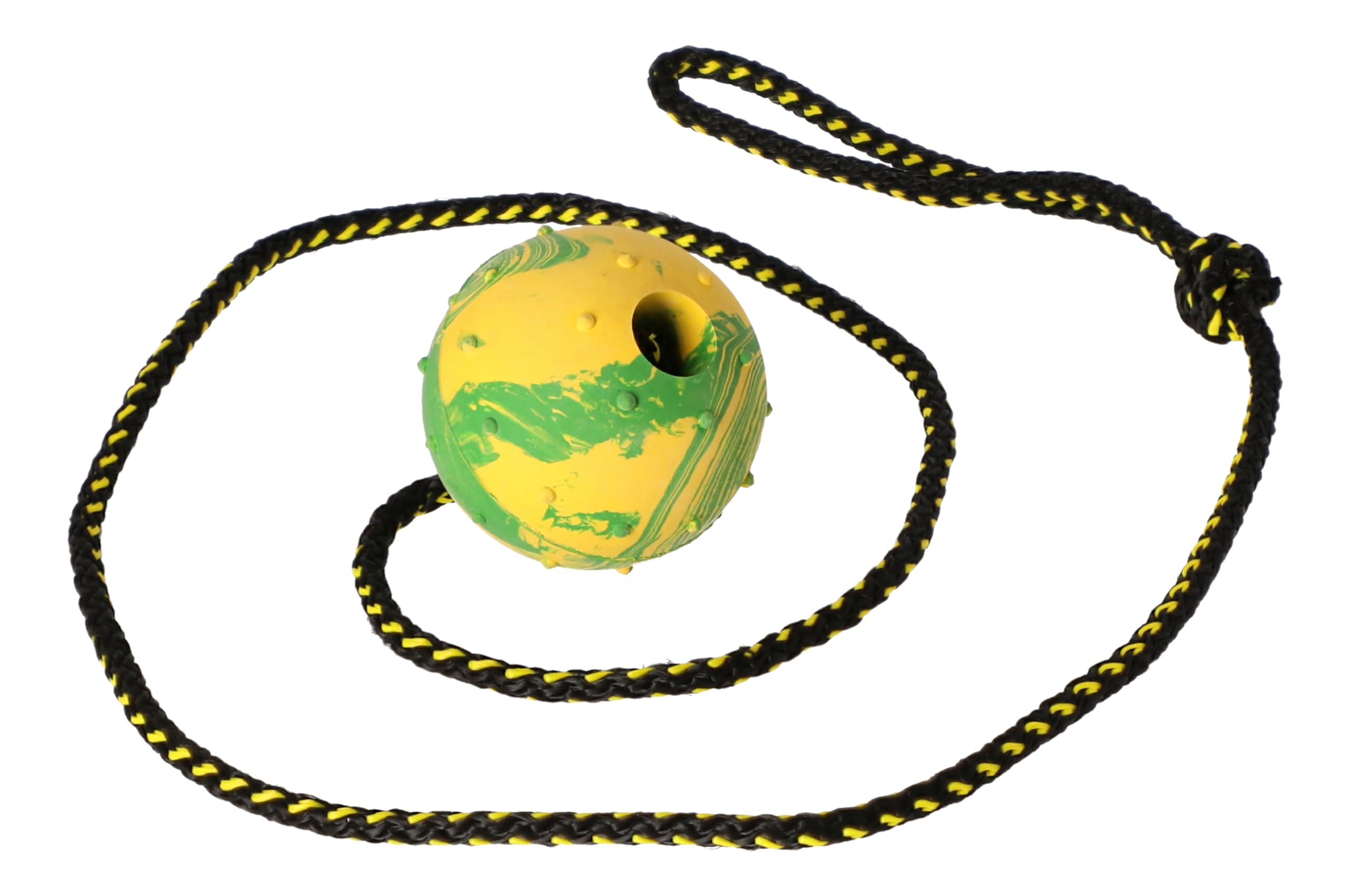 Dingo Fetch Ball Made of Hard Rubber with Knobs and String, Medium, for Aport Game Dog Training 17318