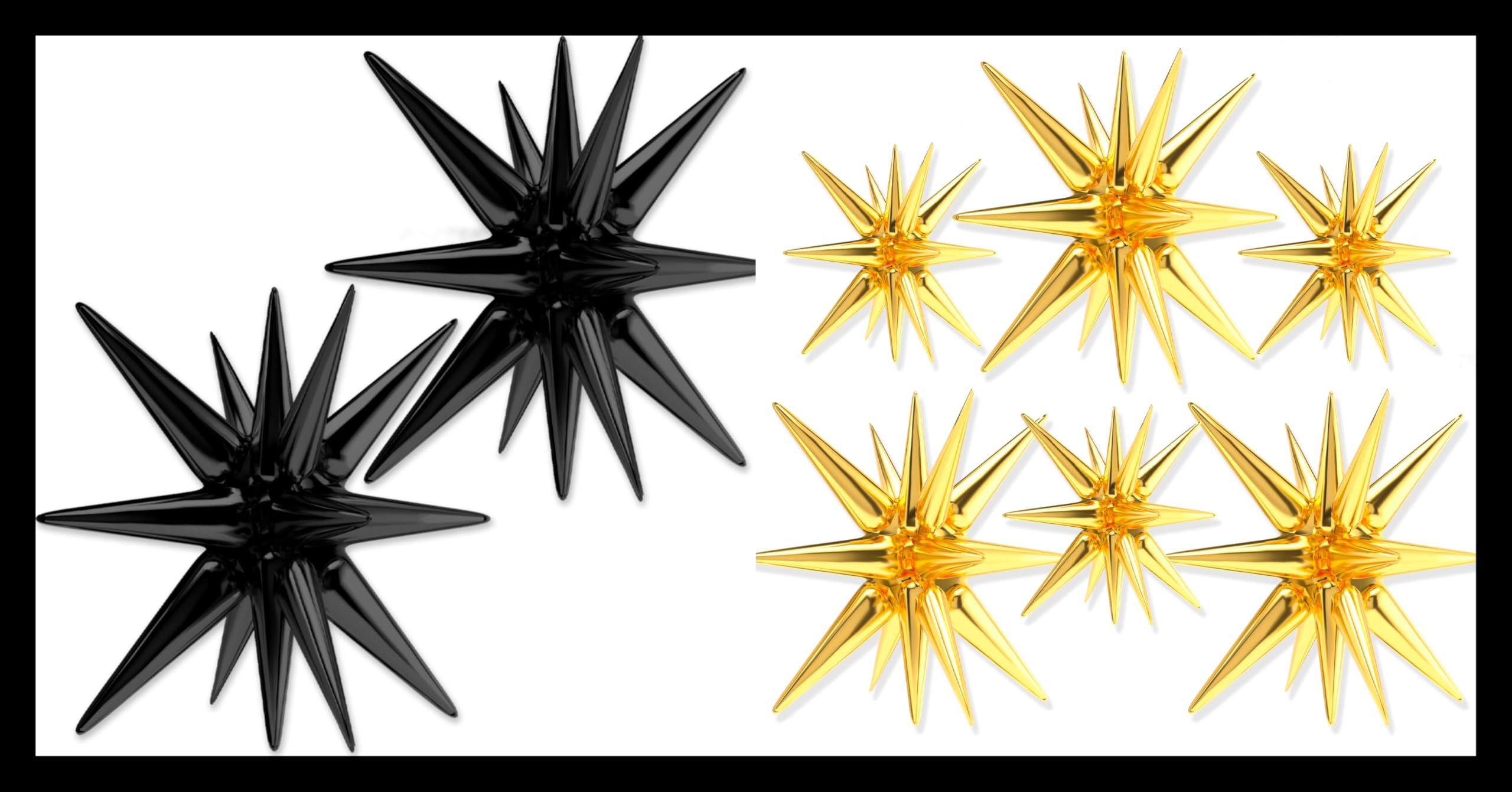 PartyWoo Black Star Balloons 2 pcs and PartyWoo Gold Star Balloons 6 pcs
