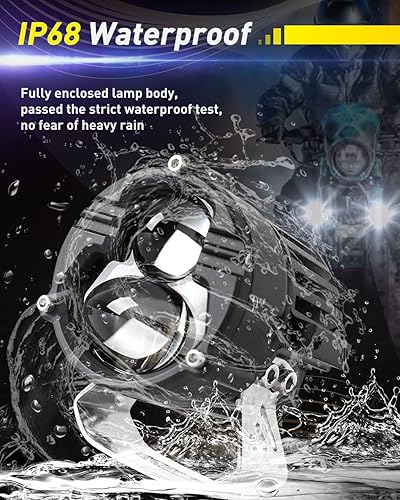 Miniatura 8 de COLIGHT - Luces antiniebla para motocicleta de 100 W, 3,0000 lúmenes, luces estroboscópicas blancas ámbar, 5 modos, luces de trabajo todoterreno,