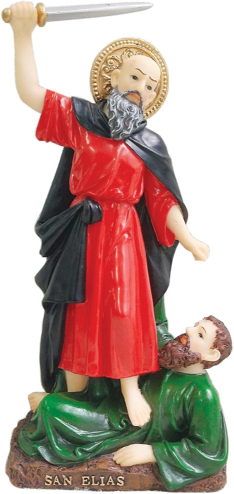 Saint St Elijah San Santo Elias Statue Religious Figurine Religious (12 Inch, Red)