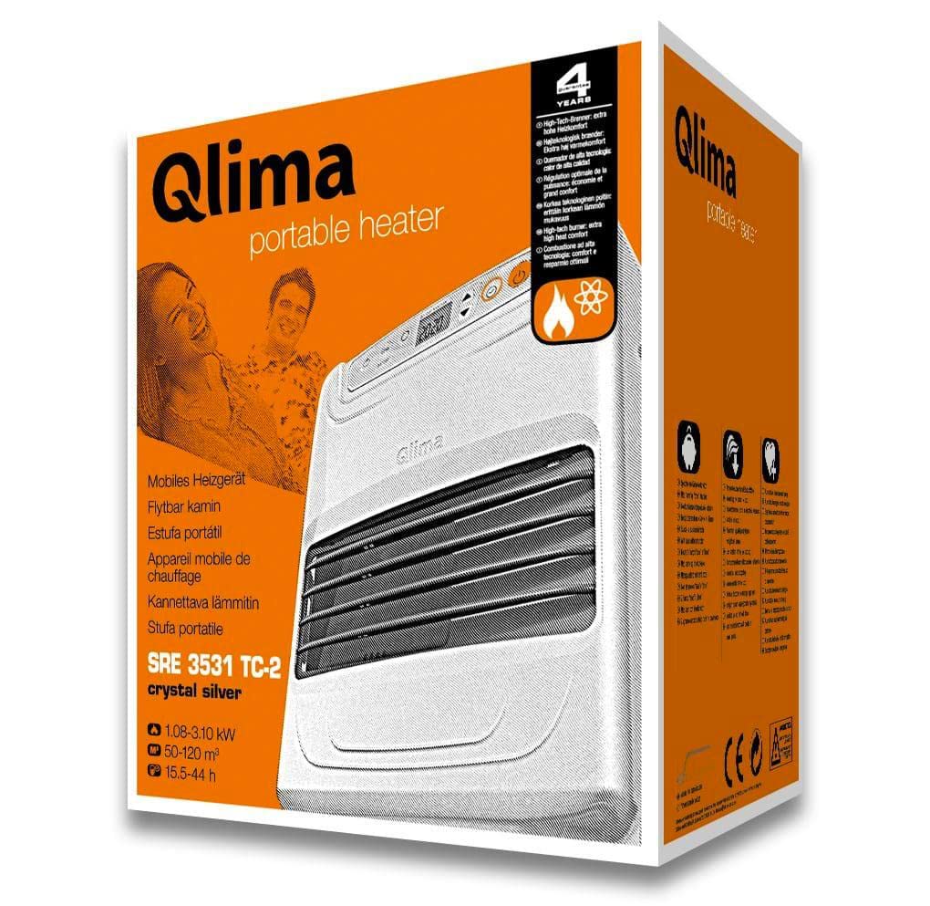 QLIMA Estufa de combustible líquido SRE 3531 TC-2 Qlima - portátil - sin instalación - potencia máx. 3,1 kW - para piezas de hasta 120 m3 - Bomba manual gratuita - 4 años de garantía