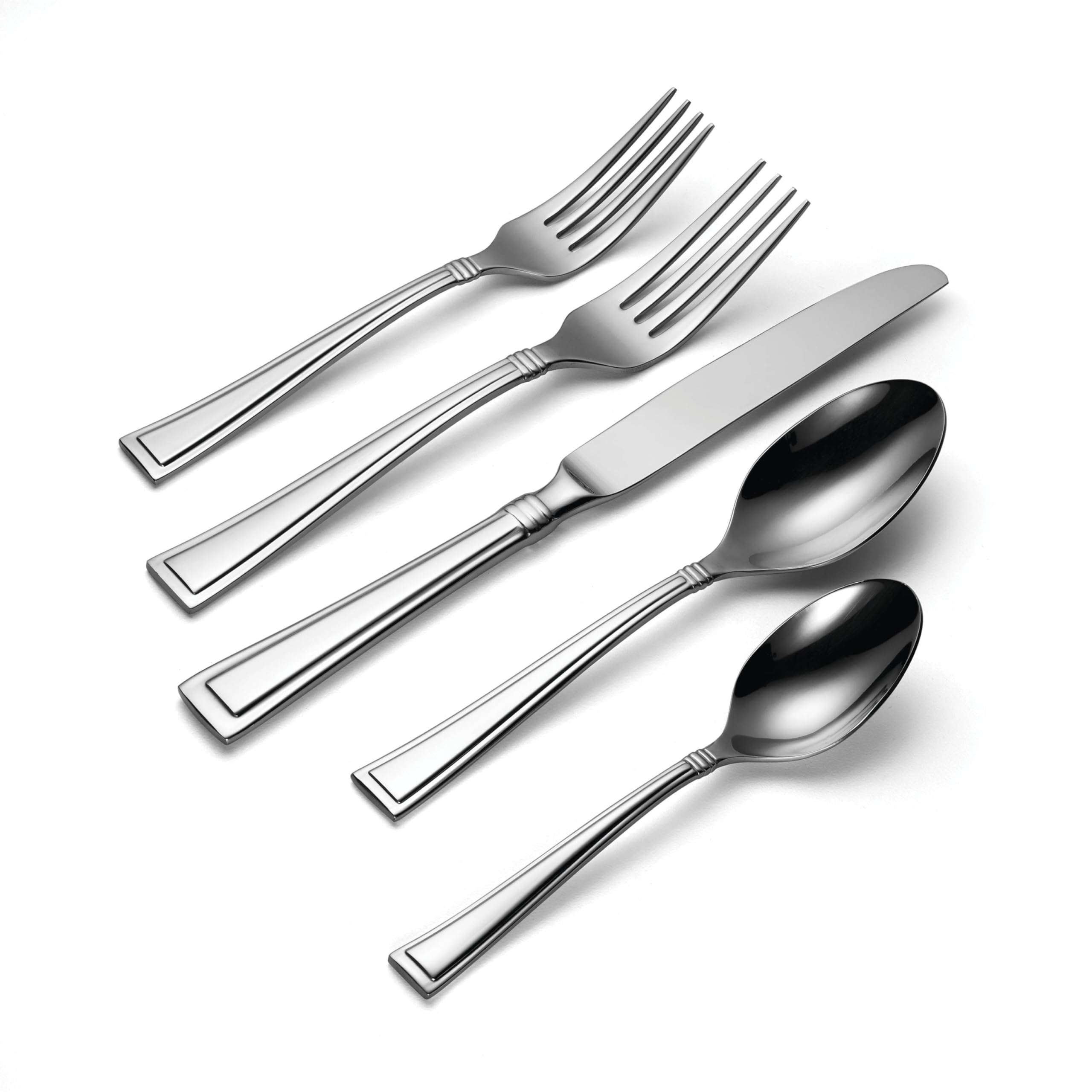 Set Posate Oneida Chef's Table 45 Pezzi - Acciaio Inox 18/0 - Design Martellato Artigianale - Servizio 8 Persone - 4