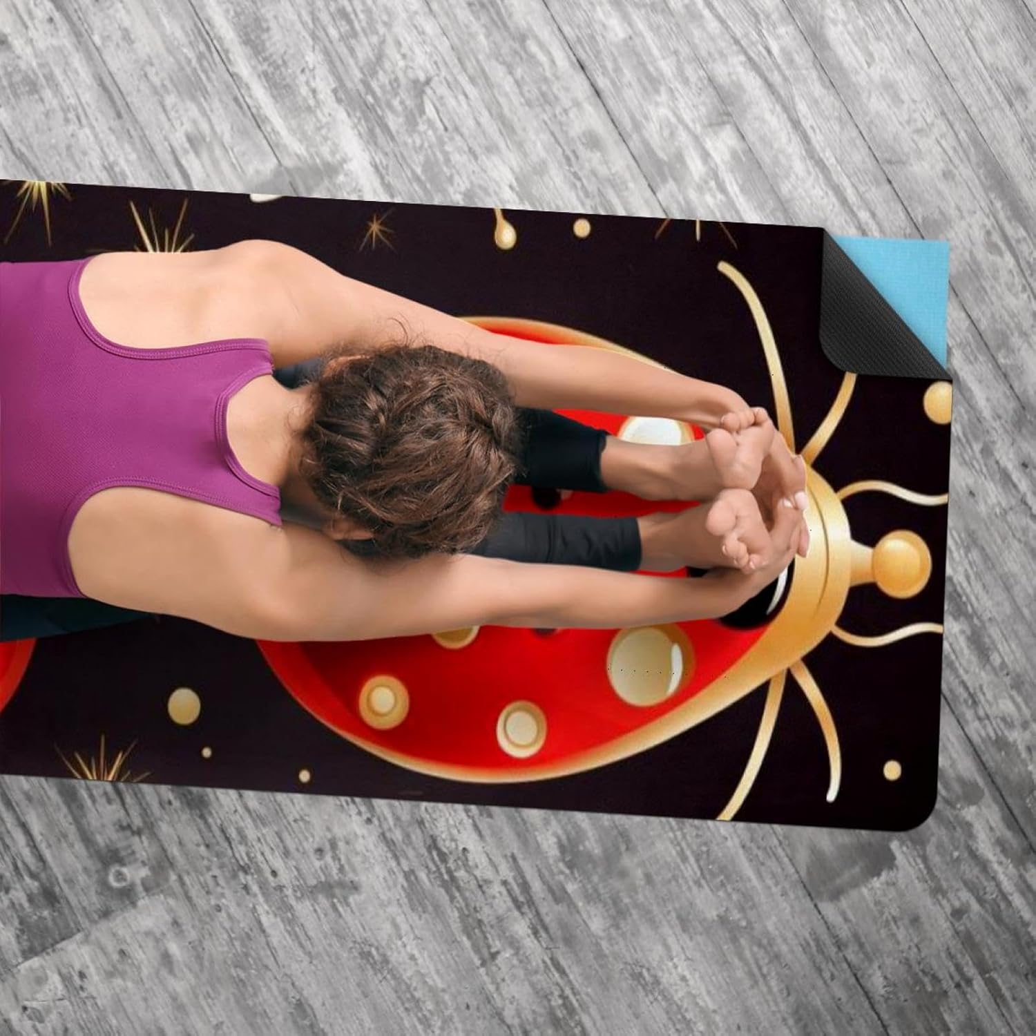 Yoga Towel, Ladybug Pattern Non Slip Sweat Absorbent Hot Yoga Mat Towel for Hot Yoga, Pilates and Fitness - 72.8" x 26.8"