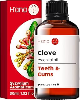 H’ana Clove Oil for Tooth Aches & Pain - 100% Pure and Natural Clove Essential Oil - Therapeutic Grade Clove Oil Essential Oil - Clove Oil for Hair Growth, Skin, Teeth & Gums (1 fl oz)