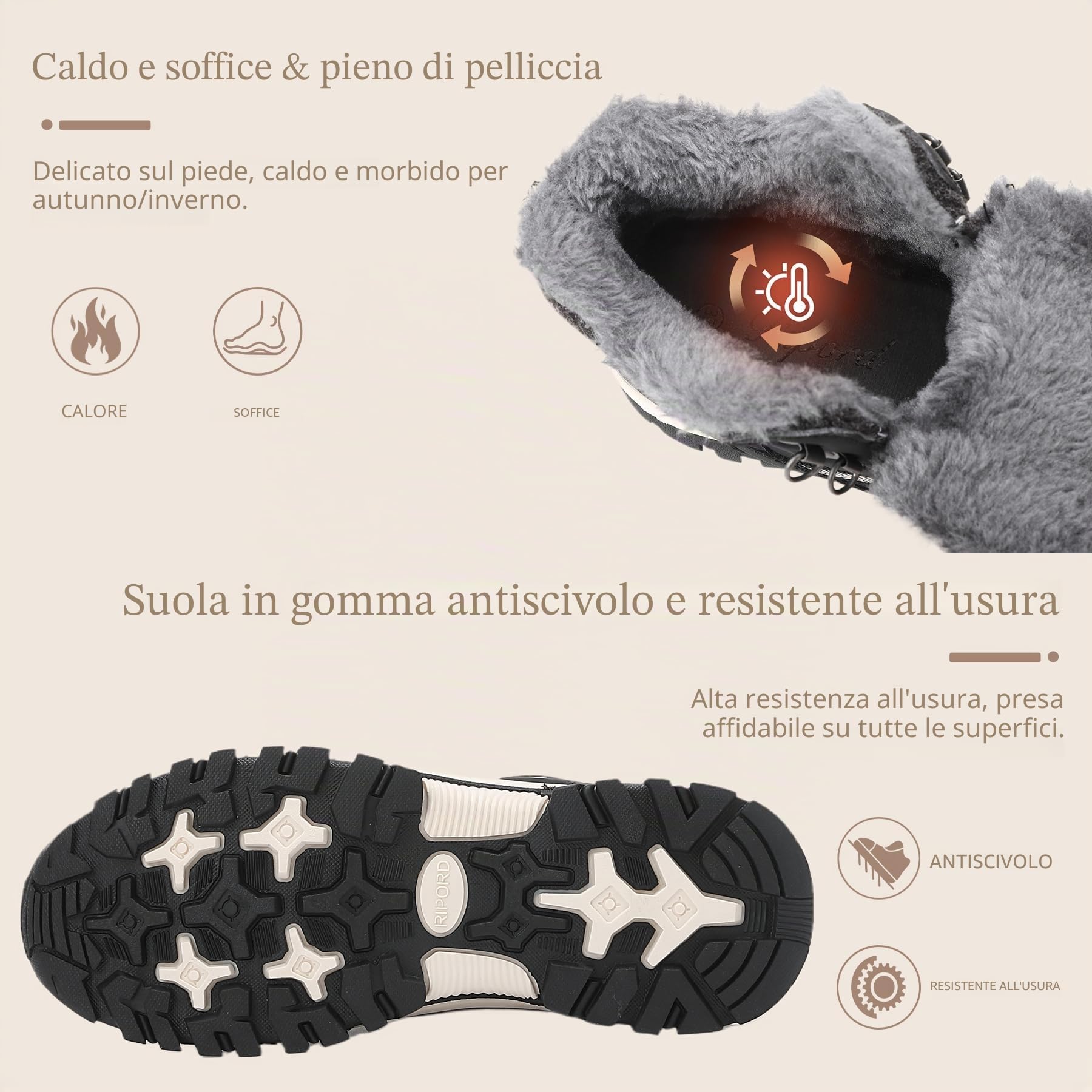 Scarpe invernali da donna, calde, da trekking, da neve, 36-41