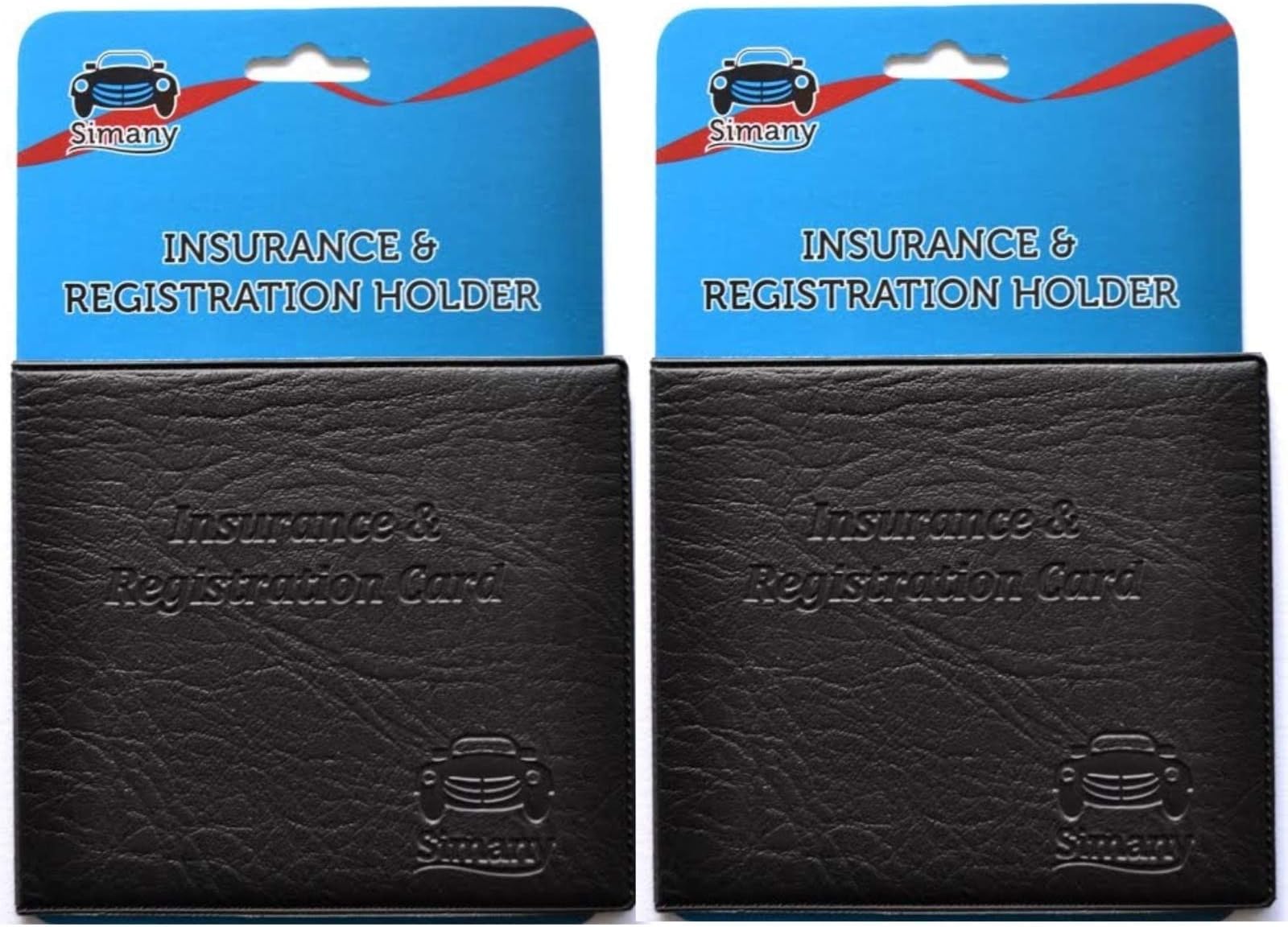 Set of 2 Black AUTO CAR Truck Insurance Registration Card Holder Wallet 5.25" x 4.6" Embossed Faux-Leather