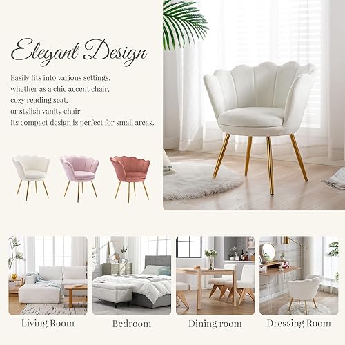 Miniatura 5 de chairus Silla decorativa pequeña para sala de estar, bonita silla de tocador de terciopelo dorado con respaldo para sala de maquillaje, silla