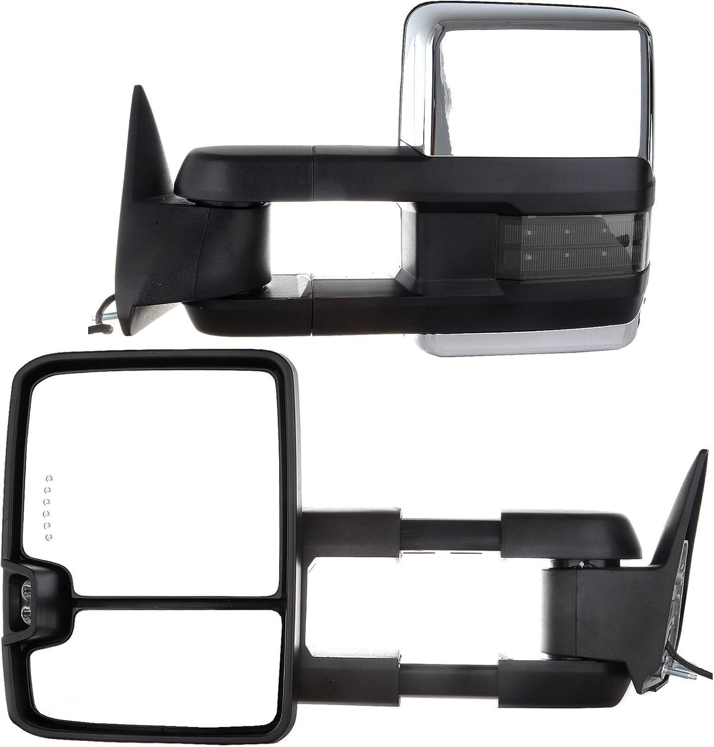 FINDAUTO Tow Mirrors Fit for 1988-1998 for Chevy for GMC C1500/K1500 1988-2000 for Chevy for GMC C2500/K2500/K3500 Towing Mirrors Left and Right Side Power Heated LED Turn Signal Light Black Housing