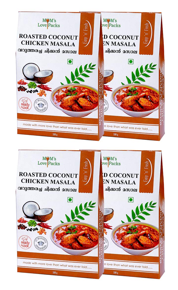 Moms Love Packs Roasted Coconut Chicken Masala / Varutharacha Chicken Masala 400 g | Also for Chana | Vegetable (100 g x Pack of 4) (B08PS98SR7) Amazon Price History, Amazon Price Tracker