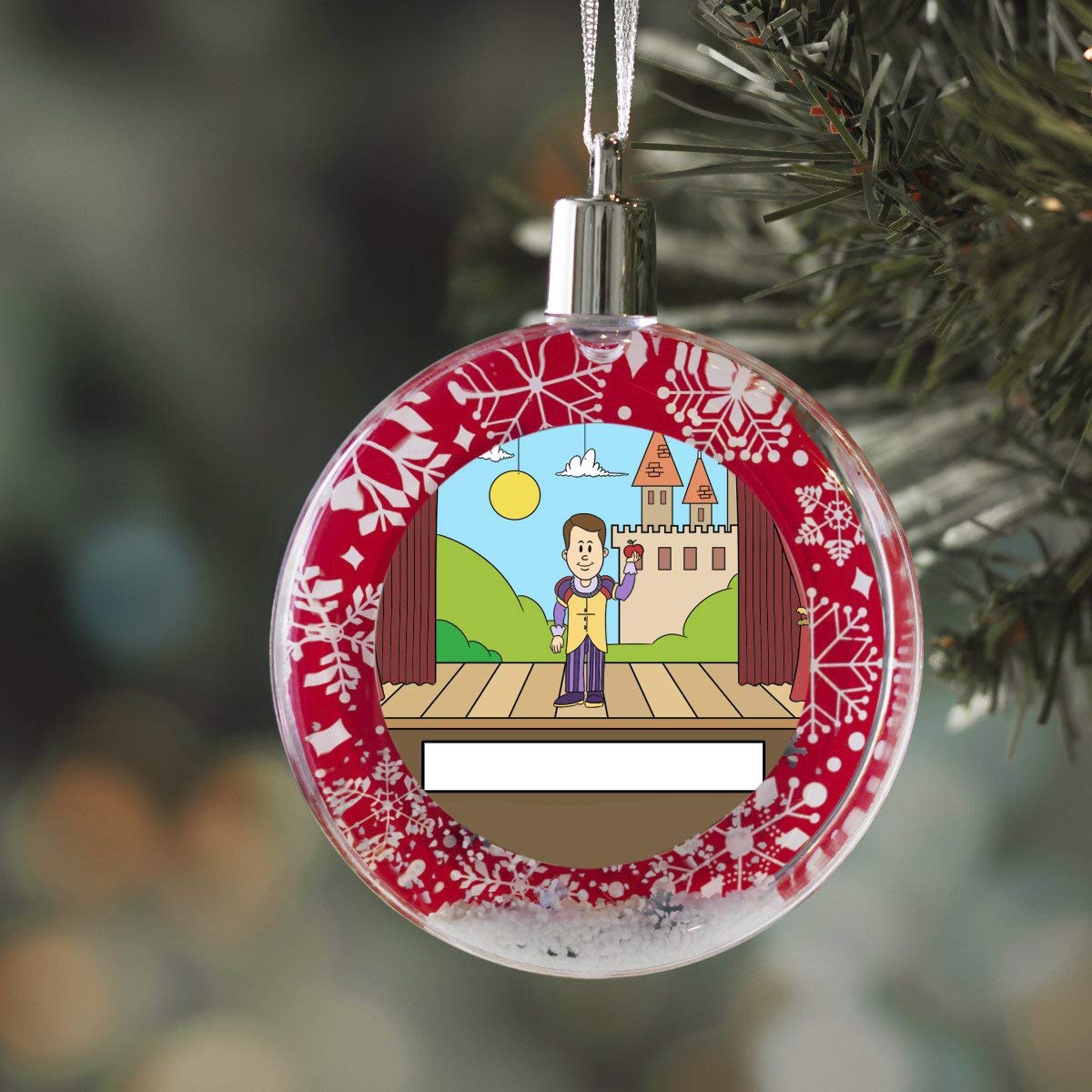 PrintedPerfection.com Personalized StoryLine Cartoon Caricature Snow Globe Christmas Ornament: Fast Food Worker - Male