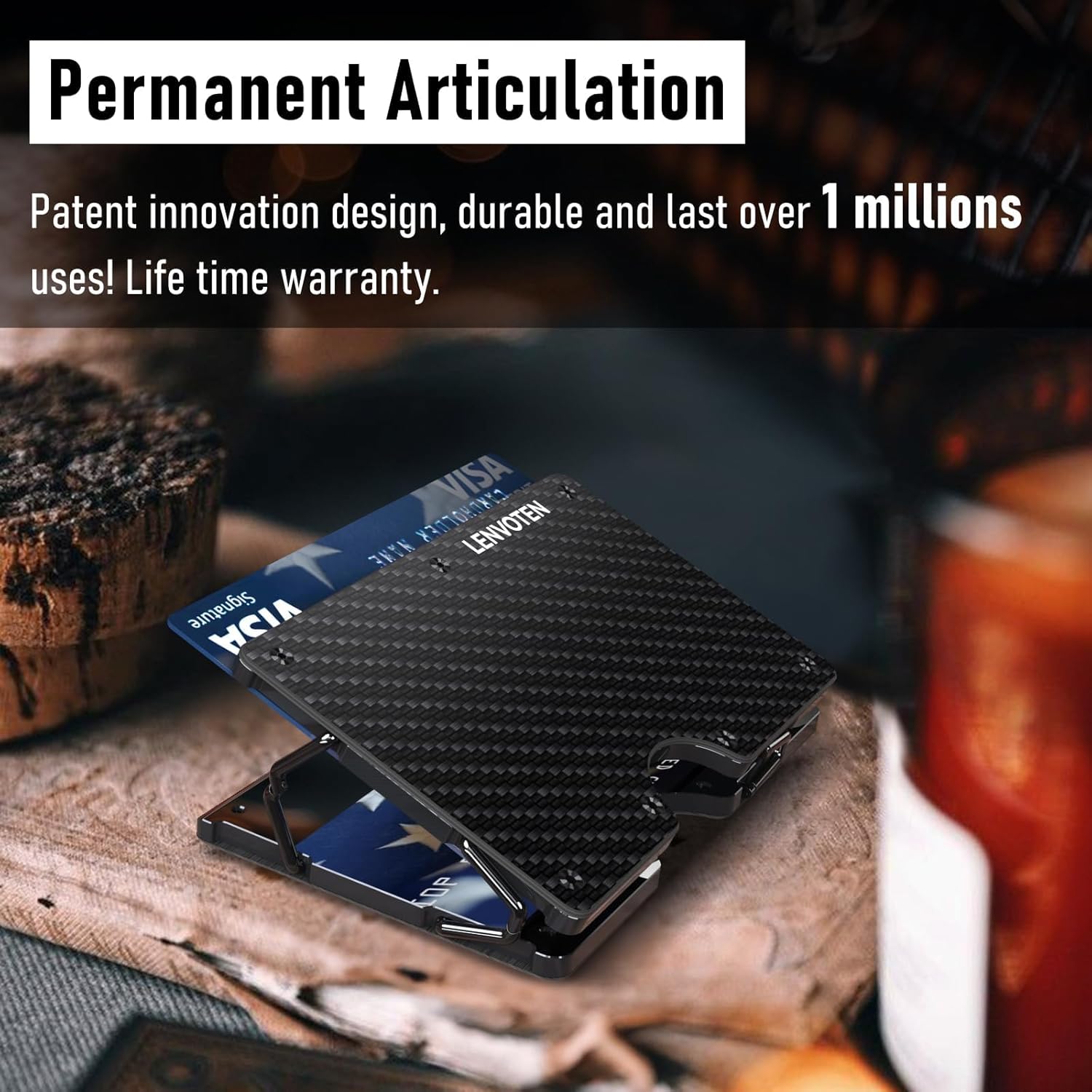 Upgraded Hinged Minimalist Wallet for Men | Slim Metal RFID Blocking Wallet | Credit Card Holder & Money Clip Holds 20 Cards | Premium Scratch-Resistant Finish | Ideal Gift for Men - Image 8