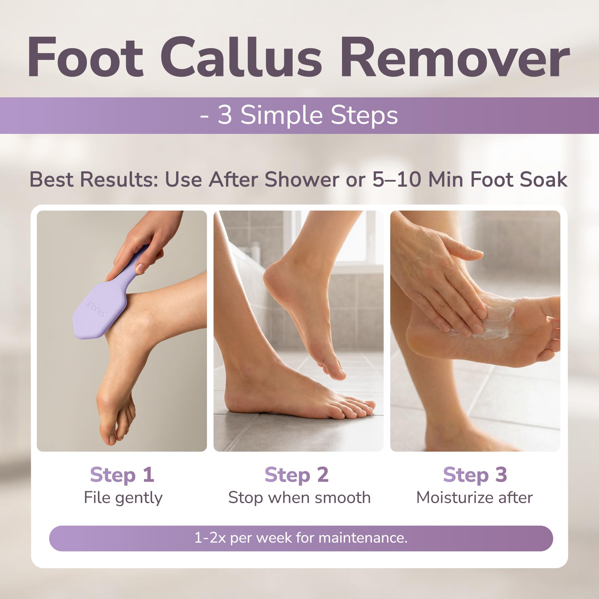 SILKLE Détachant en silicone pour les pieds – Lime à pied en verre nano pour peaux mortes et talons fissurés – Éliminateur de callosités pour pieds et peaux dures – Gommage ergonomique pour pieds doux