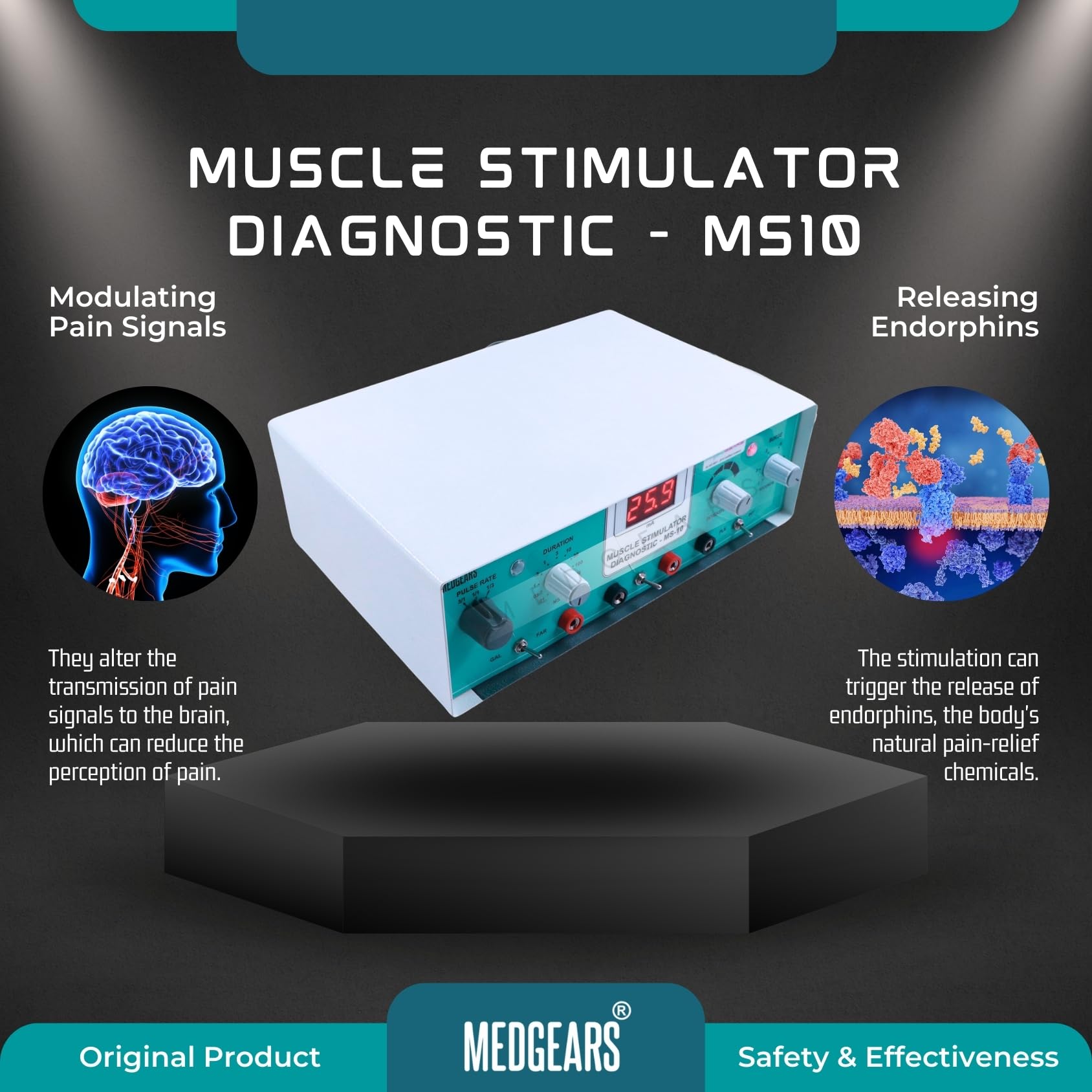 Physiogears Muscle Stimulator 4 Channel with 4 Pin Electrotherapy Machine for Physiotherapy 4 Channel with Timer faradic and galvanic Muscle stimulator diagnostic stimulator 4 Channel abs stimulator 1
