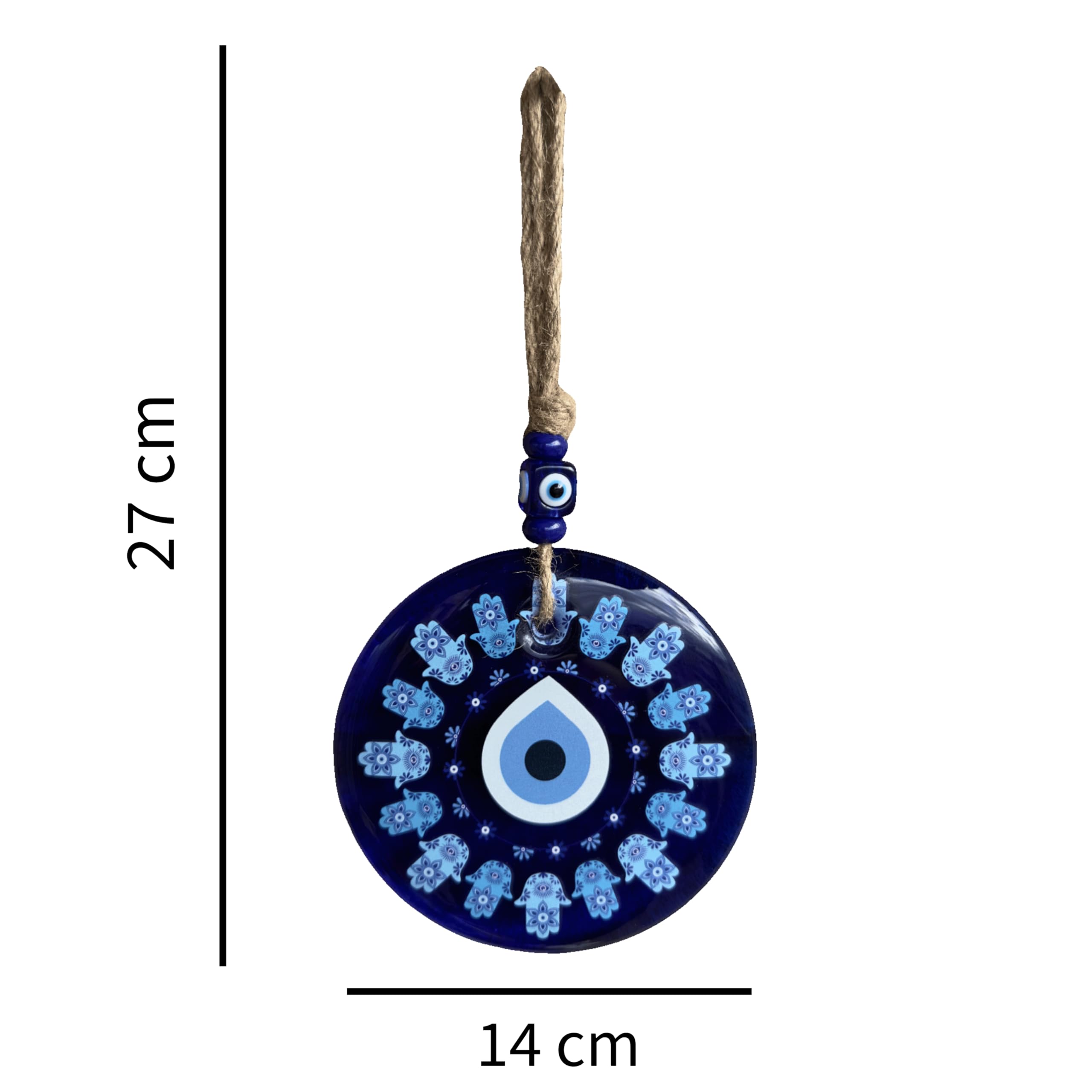 Occhio turco da appendere in vetro contro il malocchio blu, per buona fortuna, 4 cm di diametro con acqua e filo, nazar boncuk, evil eye (12
