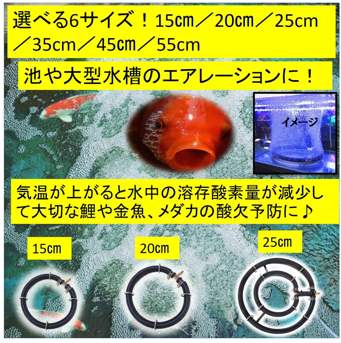 Amazon.co.jp: ST TS エアーリング 水槽 魚 池 アクアリウム 錦鯉 金魚