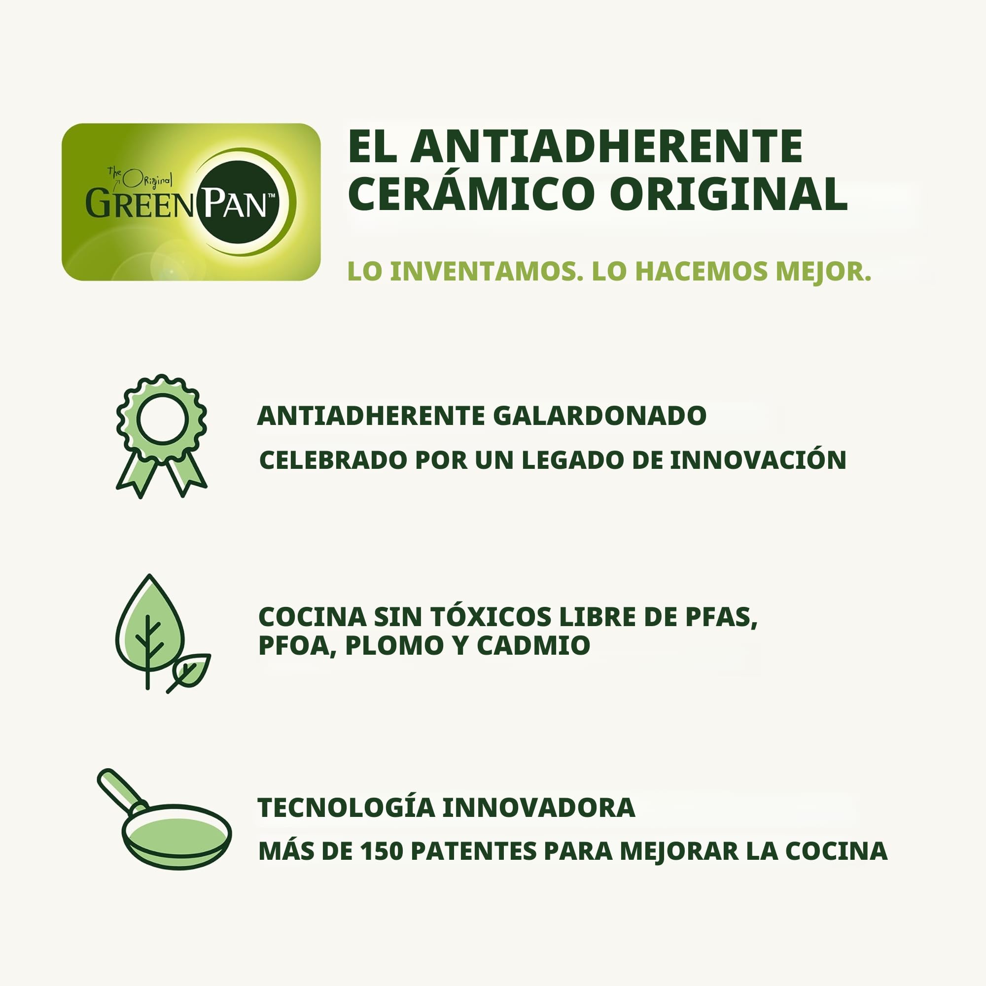 Greenpan Valencia Pro - Juego de sartenes anodizadas duras de 3 piezas, cerámica antiadherente de 8, 9.5 y 11 pulgadas, aptas para inducción, utensilios de cocina sin PFA, aptos para lavavajillas,