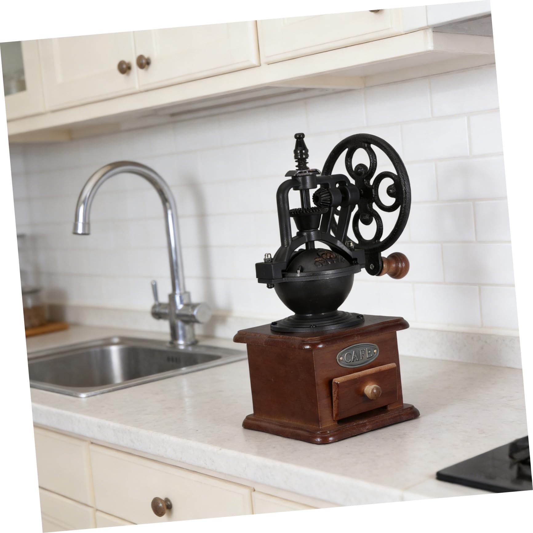 TOYANDONA Molinillo Manual de Café de Madera Vintage con Manivela Compacto y Portátil Molinillo para Granos Moler Café para Espresso y Uso Cocina