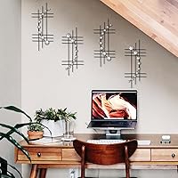 Vista 5 de ZEXUIRU Juego de 4 piezas de arte de pared de metal con diamantes de imitación, decoración de pared abstracta de hierro con diamantes de imitación