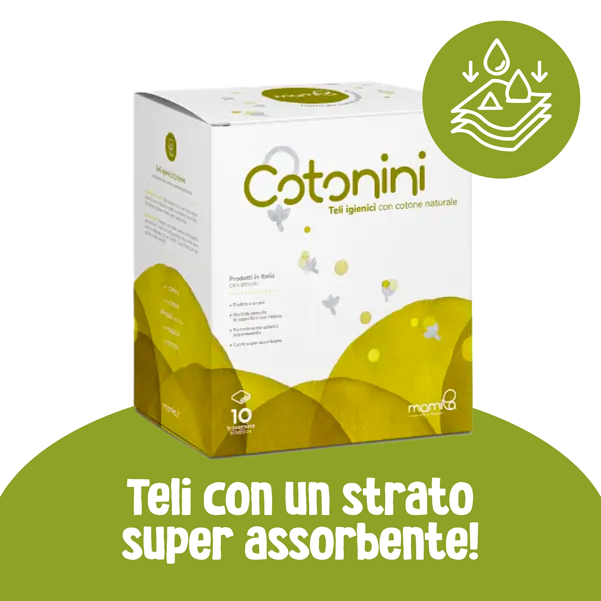 Cotonini Traversine Neonato Fasciatoio 40 Teli Igienici 60x60 cm Monouso in Cotone con Strato Impermeabile, per Fasciatoio e Cambio Pannolino, Super Assorbenti