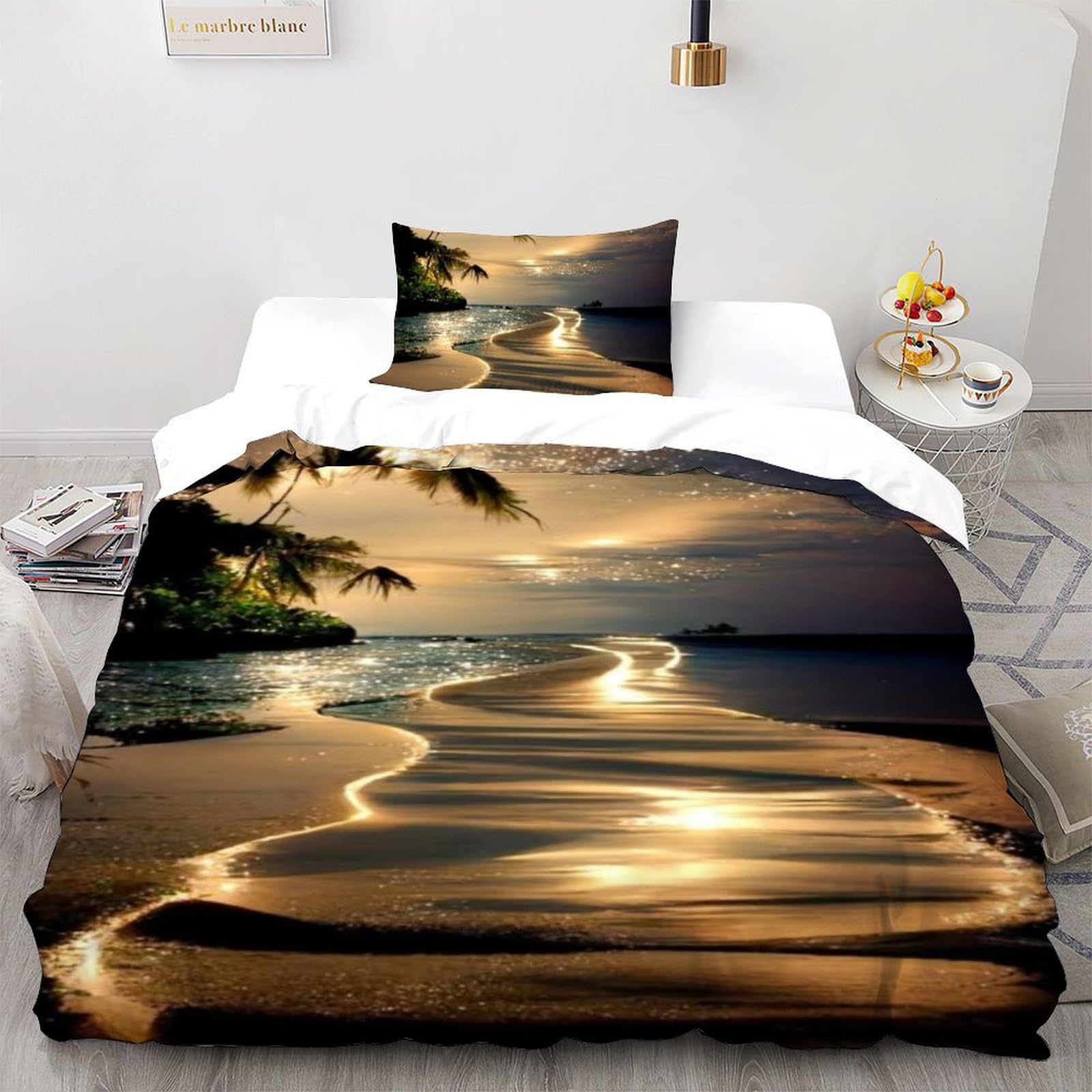 Parure de couette 135x200 cm style mer pour transformer la chambre d'enfant en plage d'été