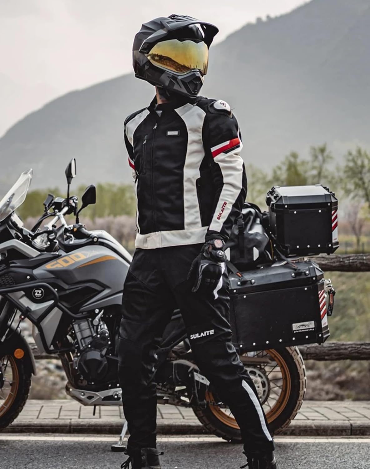 Men's Motorcycle Jacket with CE Armor & Aluminum Shoulder Waterproof All Season Motorbike Riding Protective Gear
