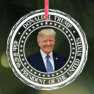 Trump Christmas Ornaments 2025 - Donald Trump Ornament - Glass Christmas Tree Decoration - 45-47 President Donald Trump Merchandise Supporters (White)