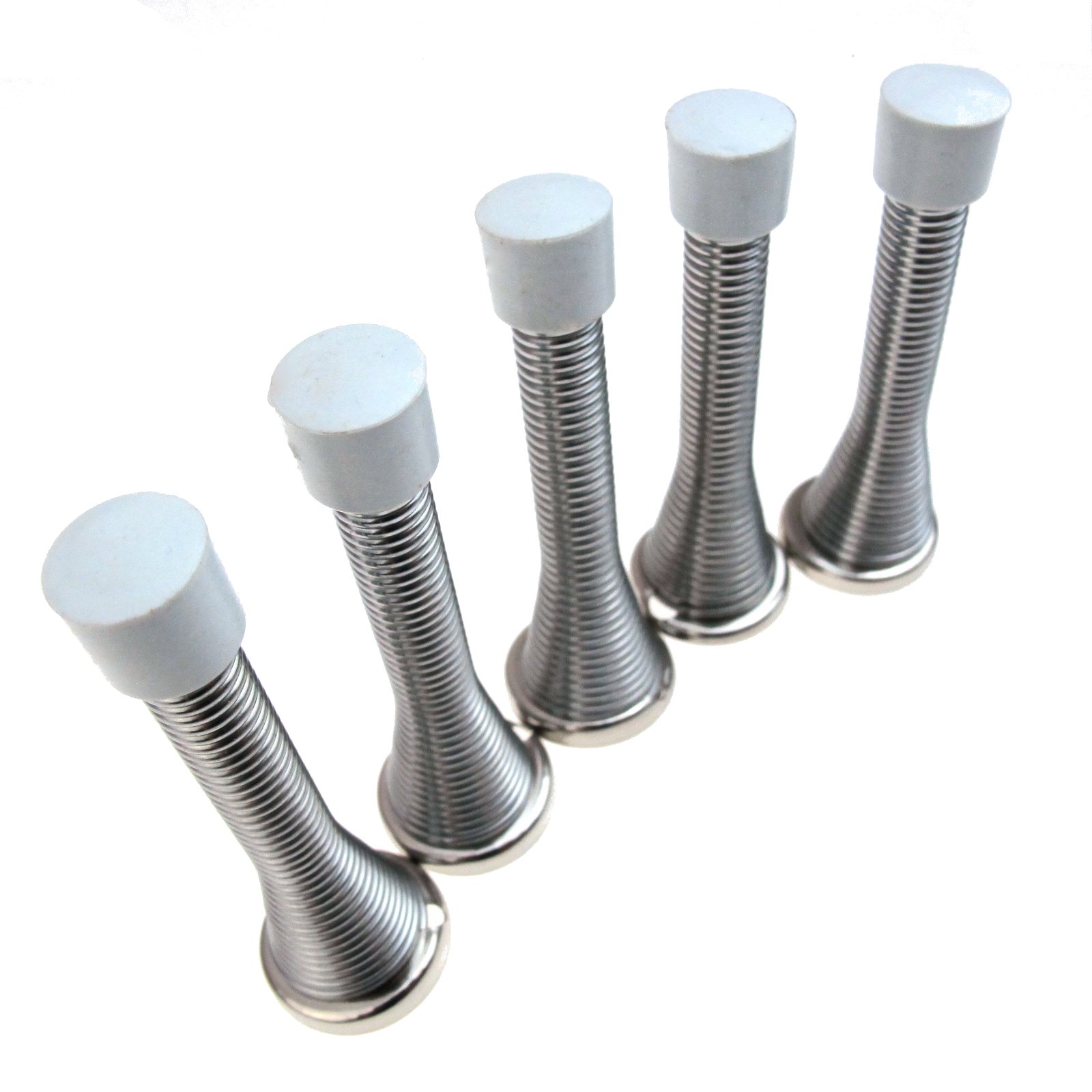 6 x Chrome Spring Door Stops Including Fixings & Screws