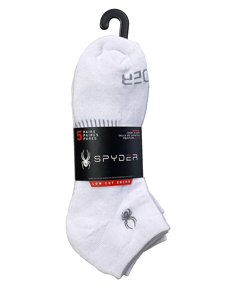 Spyder - 5-pair LOW CUT Socks - White with Stitched Logo