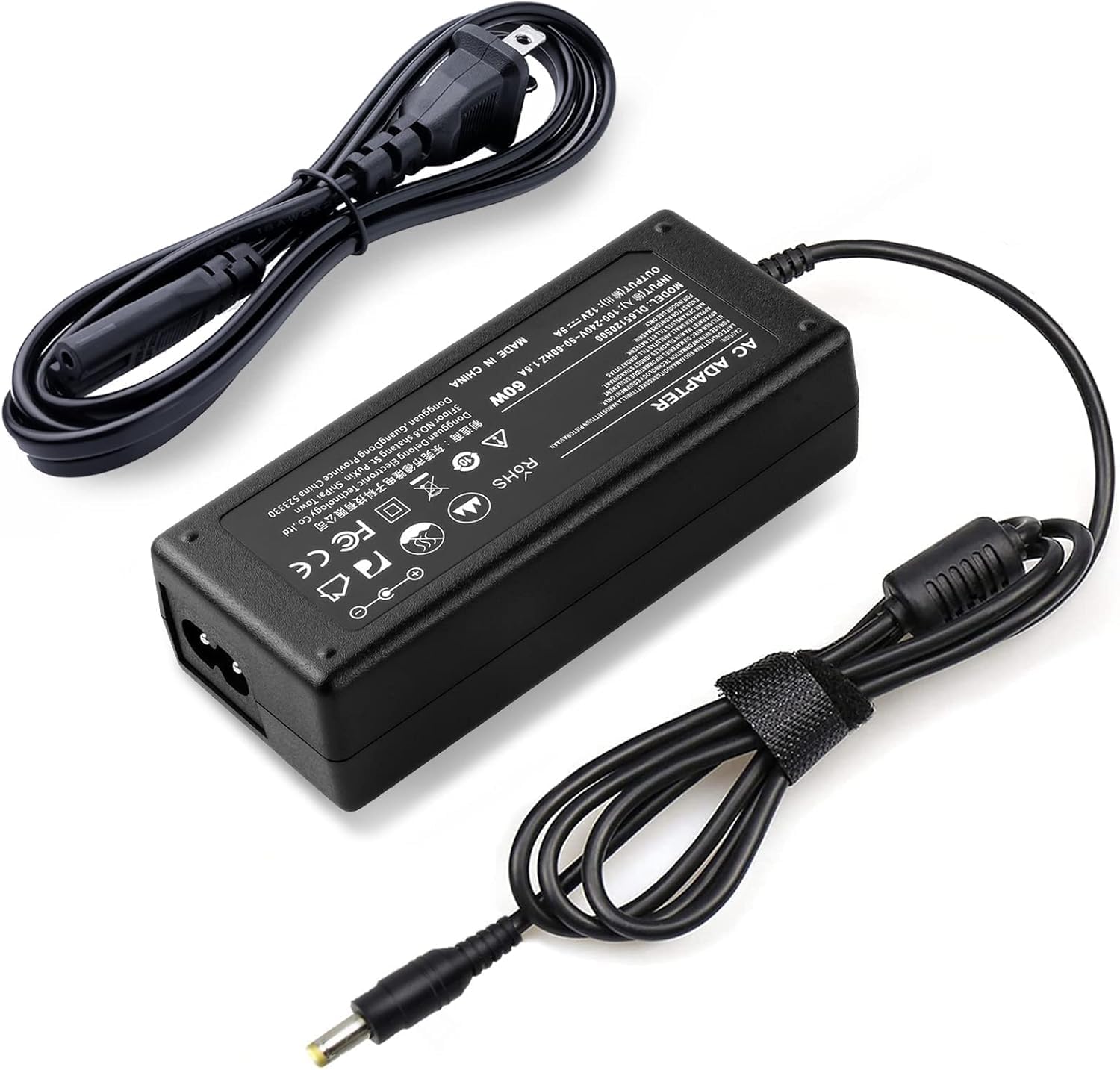 12V 5A Power Adapter Compatible with Insignia 19″ 20″ 24″ 28″ 32″ LED HDTV NS-32D220NA16, NS-24ED310NA15, NS-19E310A13, AY060A-ZF122, 5.5×2.5mm, Center-Positive, 60W AC to DC Charger