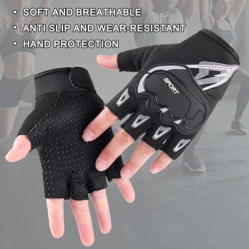 Miniatura 3 de Guantes de ciclismo de medio dedo, guantes sin dedos, antideslizantes, transpirables, de verano, para deportes, fitness, gimnasio, deportes