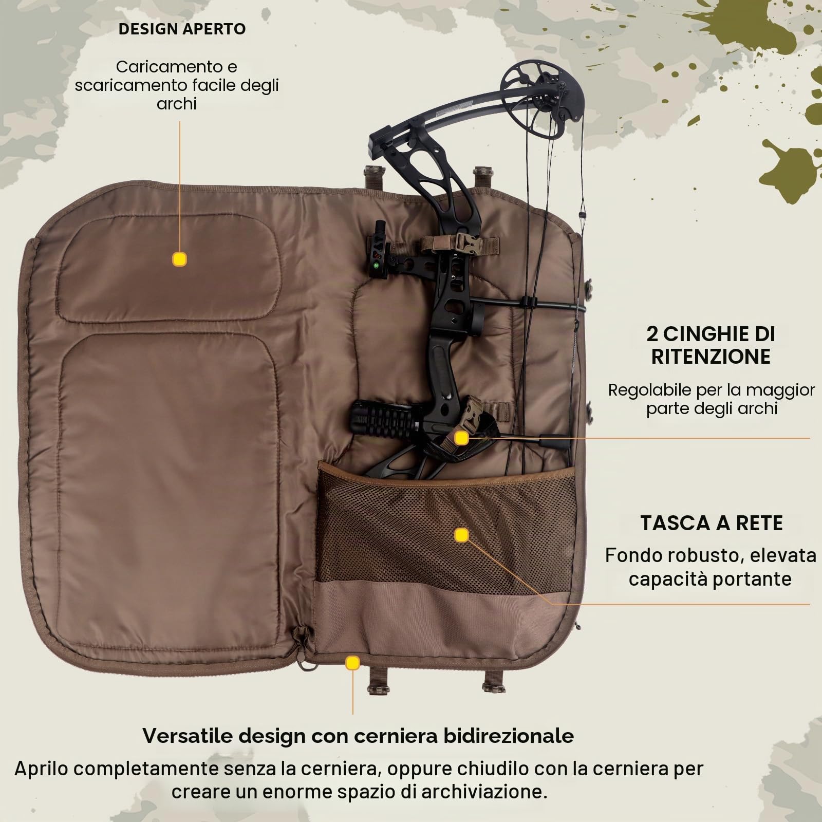 Zaino da caccia da uomo, borsa da caccia con supporto per arco, zaino da caccia composto con arco e borsone