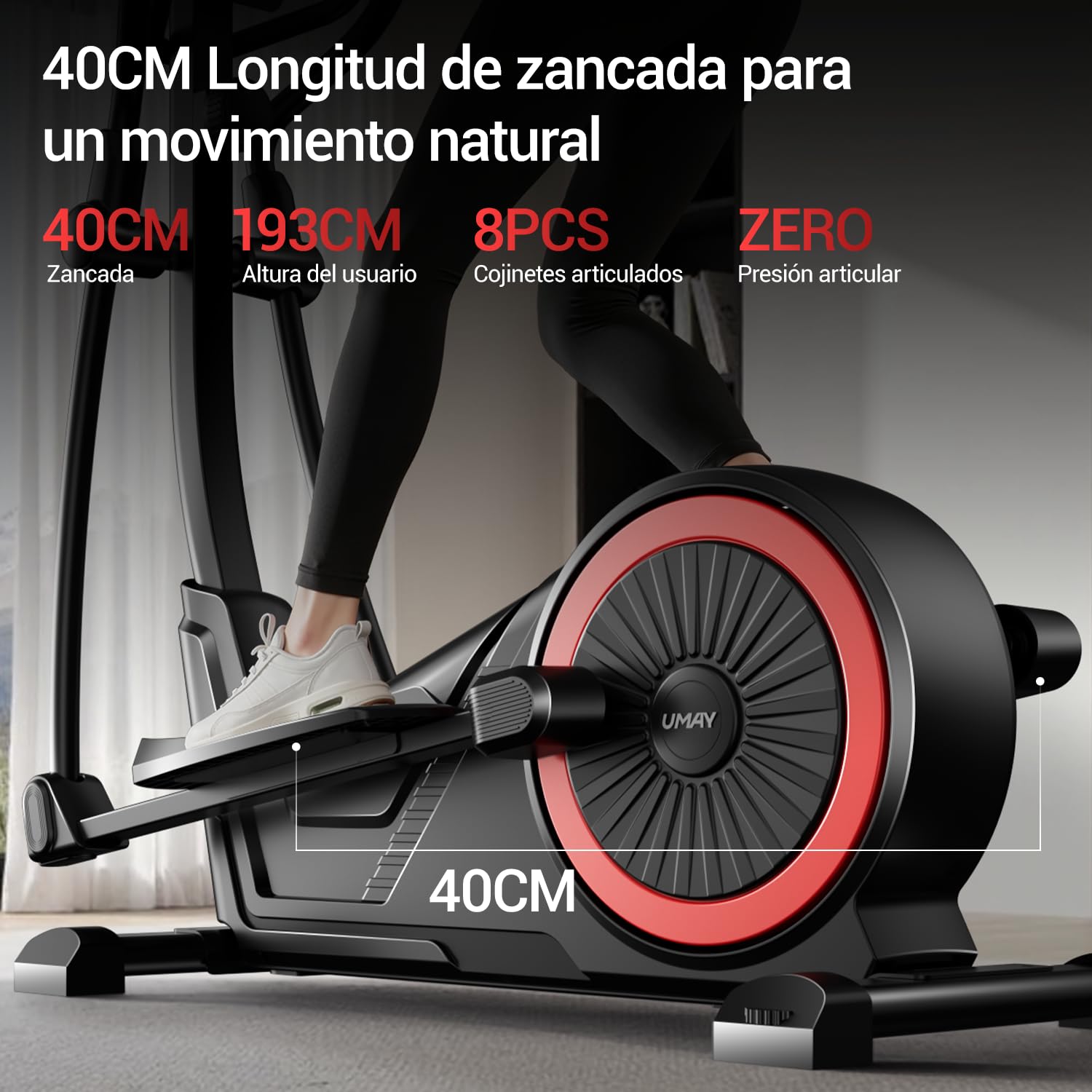 UMAY Cyclette ellittica per casa, ellittica magnetica, ultra silenziosa, con 16 livelli di resistenza, passo di 40 cm, monitor LCD, pedale antiscivolo, sensore di impulsi, capacità di carico 159 kg