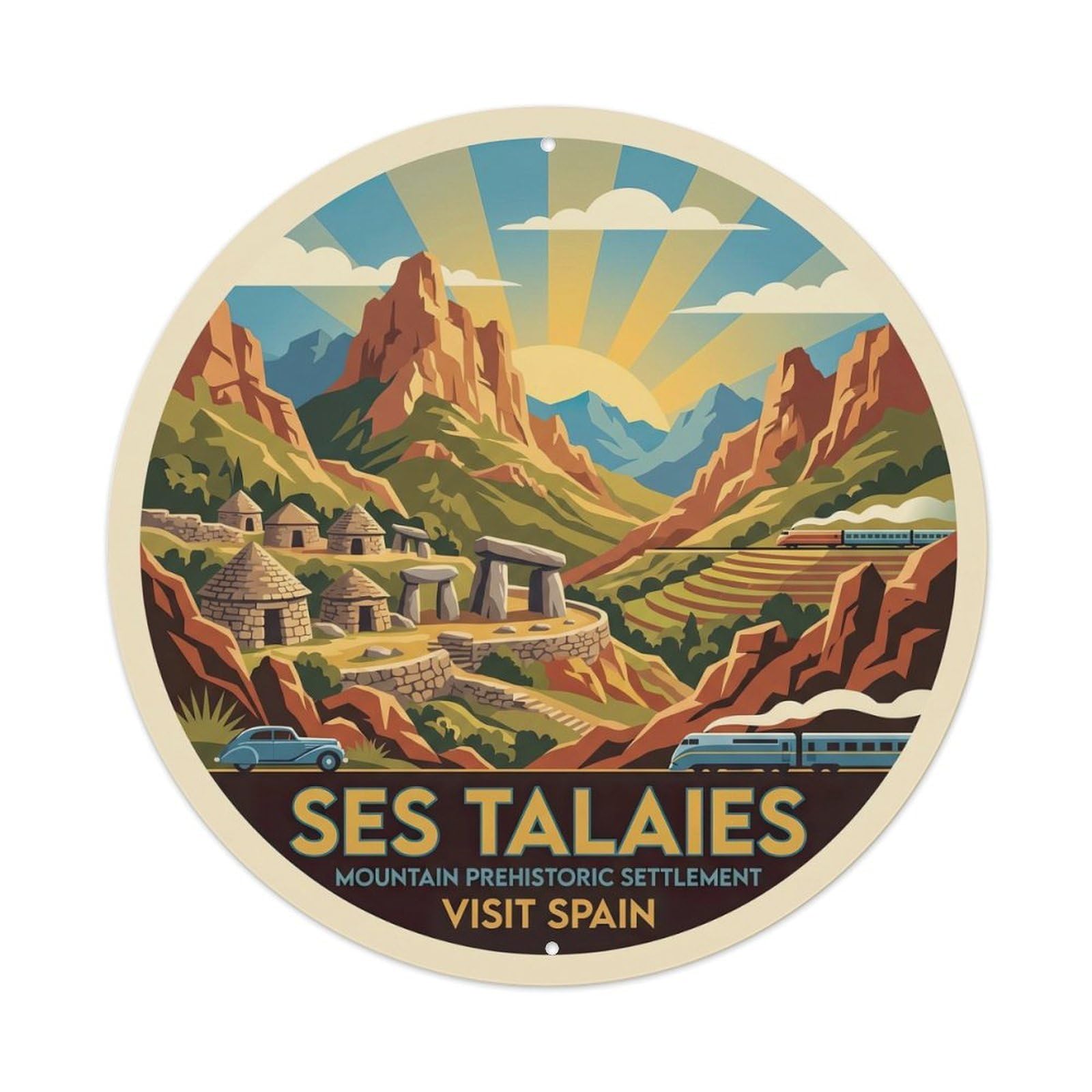 Ses Talaies Settlement Mallorca Archaeology Travel Metal Tin Sign