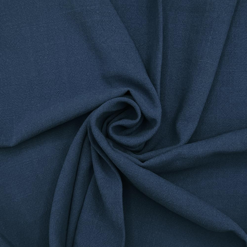 Stone Washed Linen Viscose Fabric Plain Oeko-Tex Dressmaking Soft 136cm Wide (Price Per Metre) (Prussian)