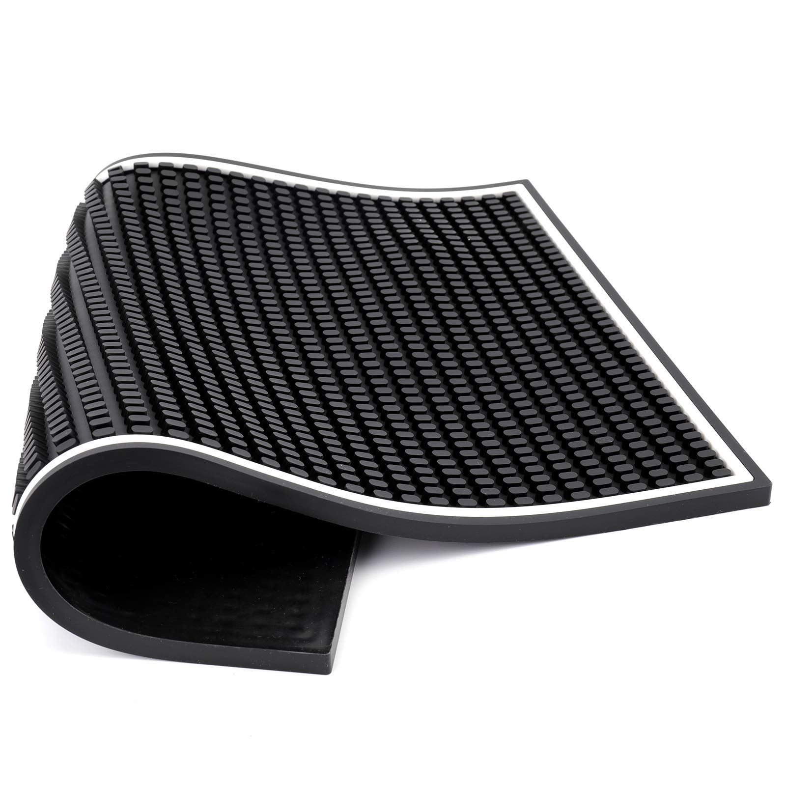 Jucoan - Set di 2 tappetini da bar, 45,7 x 30,5 cm, in gomma spessa, antiscivolo, non tossici, per bancone da cucina, colore: Nero