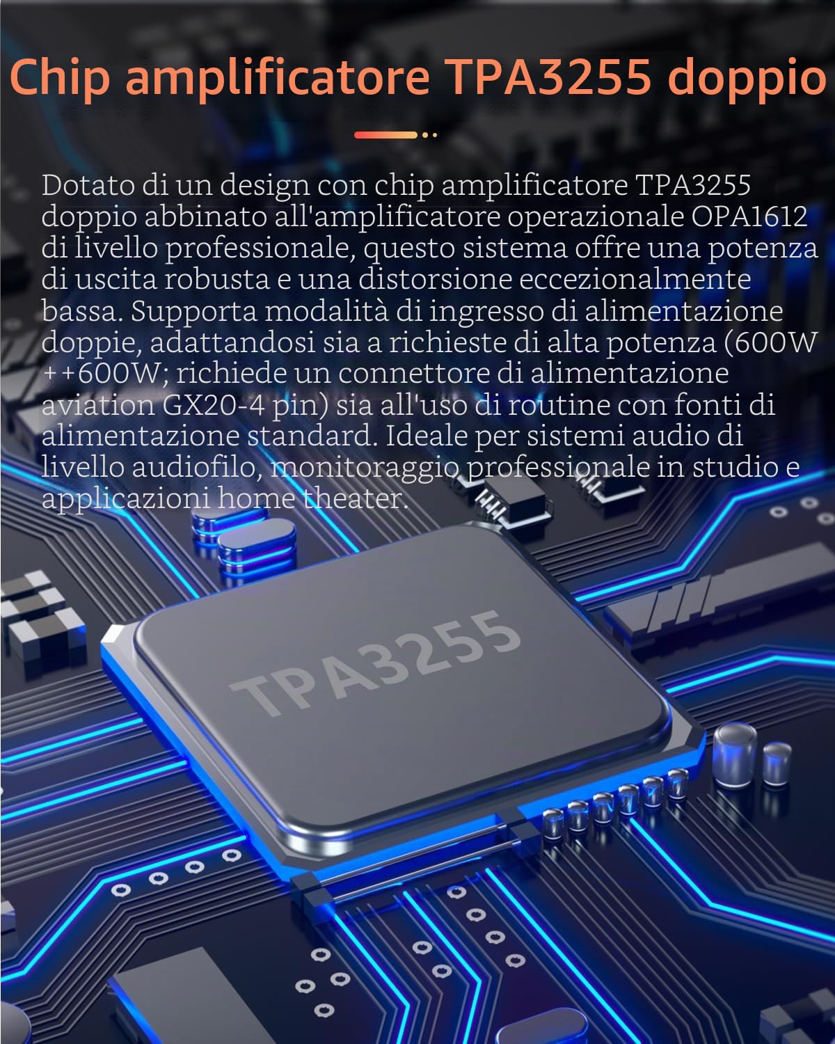 FX Audio L06 Amplificatore di potenza completamente simmetrico con VU-Meter - 500W + 500W Dual TPA3255 HiFi Classe D Stereo Amplificatore Digitale per Altoparlanti Passivi 2Ω-8Ω, Audio Domestico