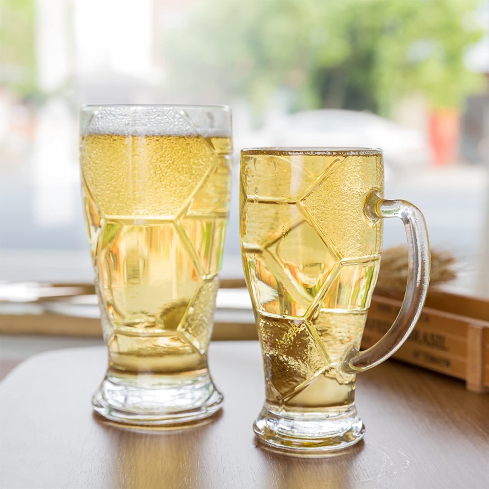 MRKU Bierbecher Bierkrüge 14/21oz Glasbierkrüge mit Henkel Großes Bierglas Klassische Biergläser für Männer Bierkrug