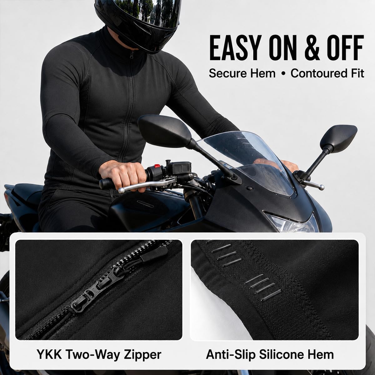 Conjunto moto hombre con chaqueta y pantalón, protecciones CE extraíbles, equipamiento protector transpirable con pantalones stretch para turismo, rutas y uso diario(Size:XXXL,Color:White Black1)
