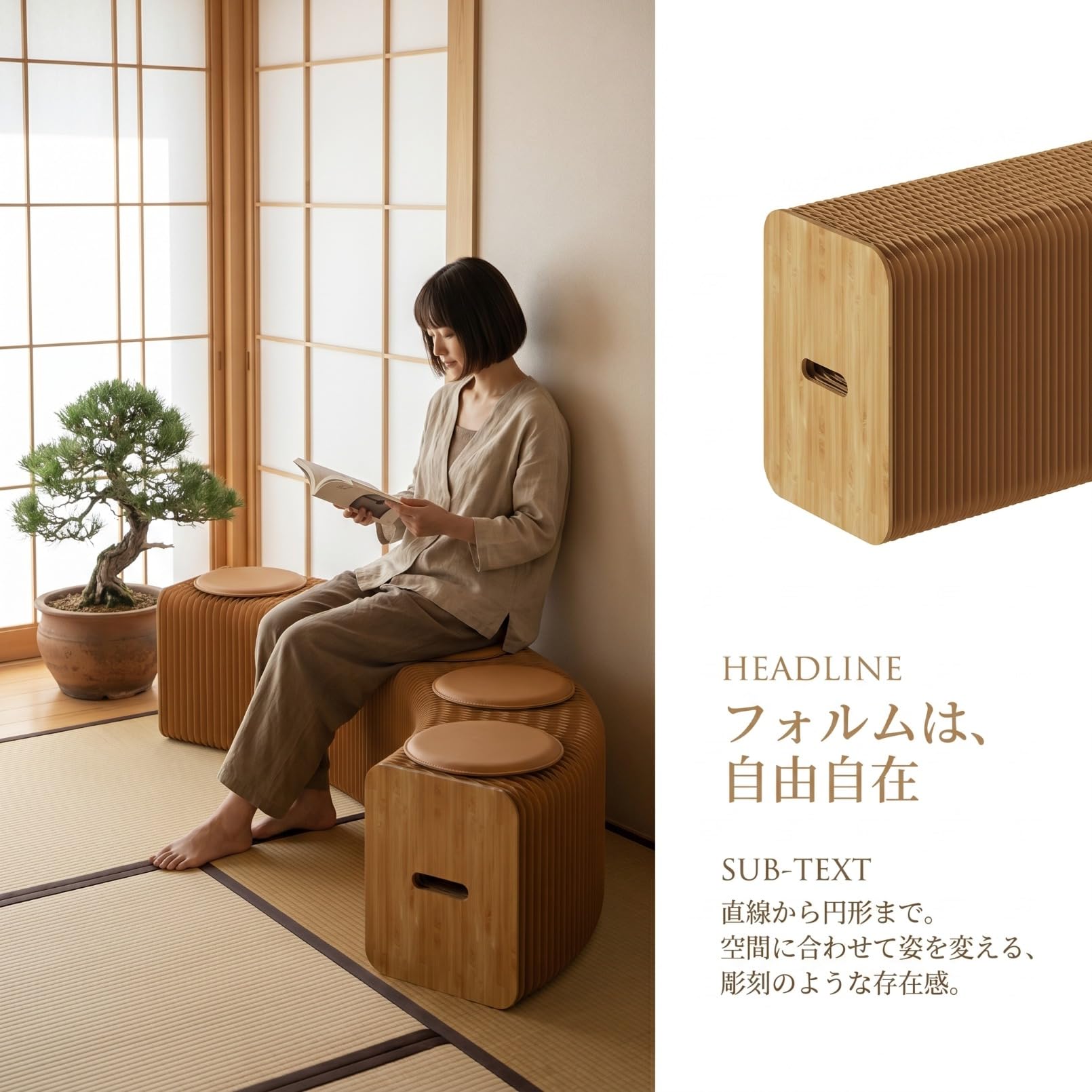Amazon.co.jp: GUVC ペーパーベンチ 折りたたみ 伸縮 アコーディオン