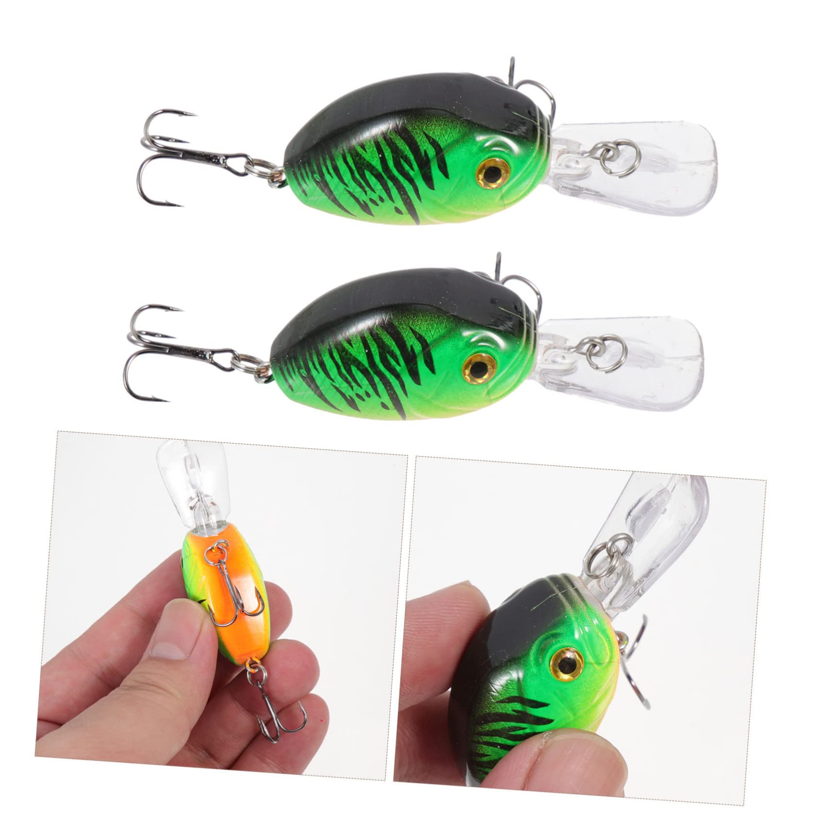 Toyvian 2 Leurres de Pêche Artificiels en Abs, 6,5cm, 7,5g, Aspect Poisson Réaliste, pour Pêche en Extérieur, Vert