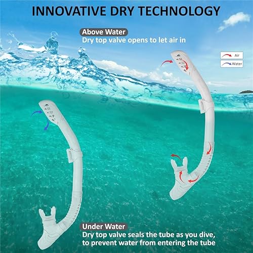 Miniatura 5 de Sentinel Snorkel Mask Set, Snorkeling Gear for Adults Set Includes Sentinel Black Mask wTwin Tempered Glass, Cortes Dry Snorkel, Bay Fins and Mesh