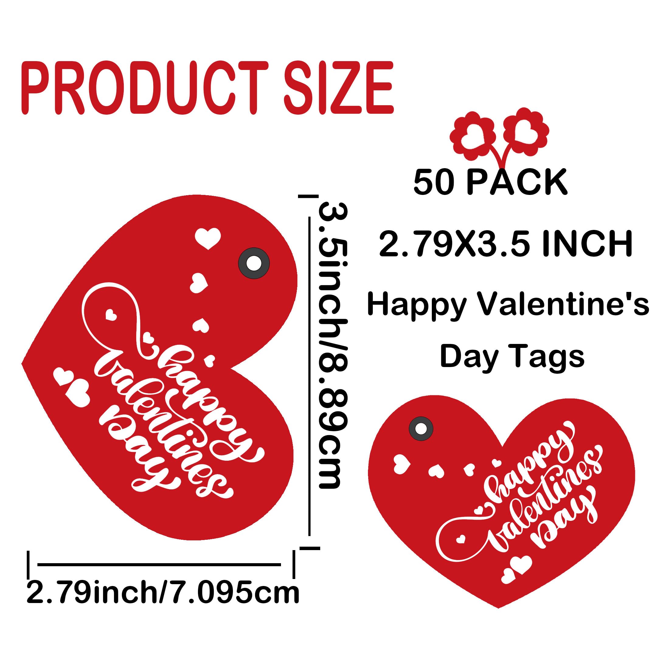 Happy Valentine's Day Gift Tags with String Sweet Themed Thank You Gift Tags 2 x 3.5 Inch - Image 2