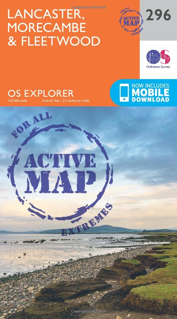 Lancaster, Morecambe & Fleetwood Map | Weatherproof | Lancashire Coast | Ordnance Survey | OS Explorer Active Map 296 | England | Walks | Hiking | Maps | Adventure