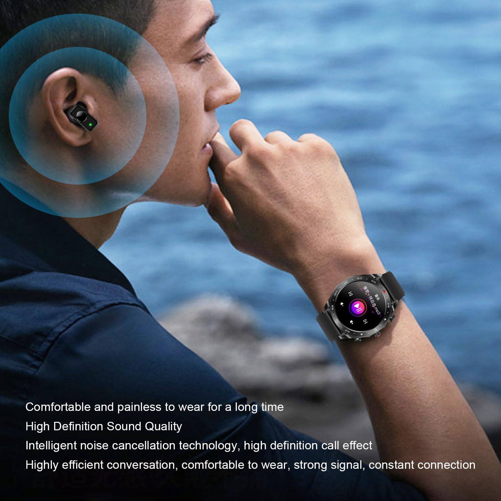 Smartwatch 2 in 1 con Auricolari Bluetooth Orologio Sportivo Innovativo Impermeabile per Viaggiatori di Fitness Realizzato in ABS e Lega di Zinco