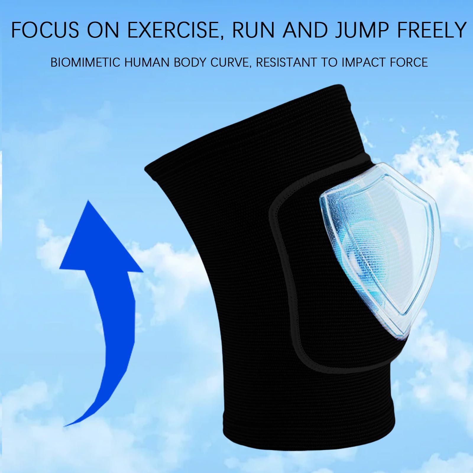 SSKHE Rodilleras elásticas con soporte para codos, mangas transpirables, férula suave, equipo de protección negro completo para voleibol, baile, fútbol, yoga, ciclismo, jogging, tenis