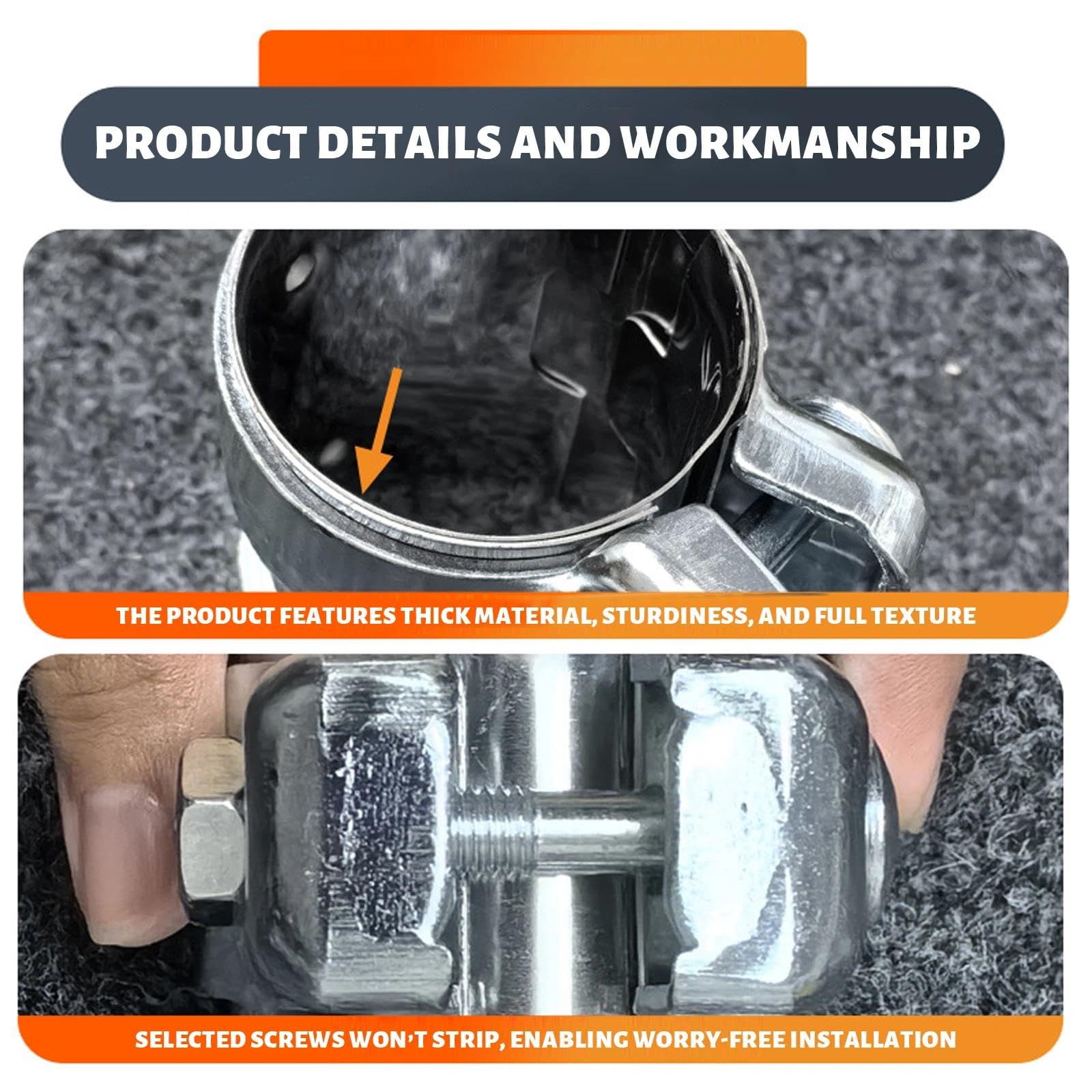 Universale Doppio Fascetta di Scarico 50mm Morsetto per Tubo di Scarico Acciaio Inossidabile Connettore per Tubi con Doppia Fascetta per Moto e Auto Accessori Tubi Scarico,Ø 55 mm/L: 125 mm