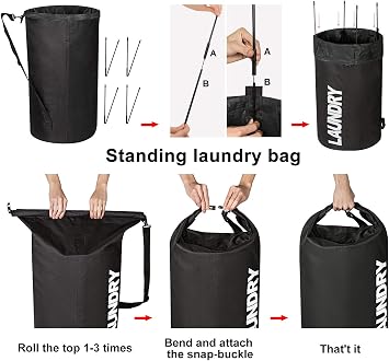 WOWLIVE Extra Large Foldable Laundry Hamper Durable Laundry Basket Collapsible Laundry Bag Black
