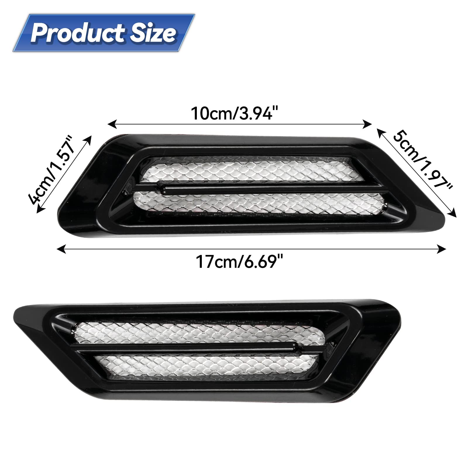 AUTOXBERT 2x Car Air Flow Fender Side Hood Mesh Vent Decoration Cover Sticker Accessories,Universal Cover Car Fender Side Decoration Air Flow Hood Scoop Vent Sticker.